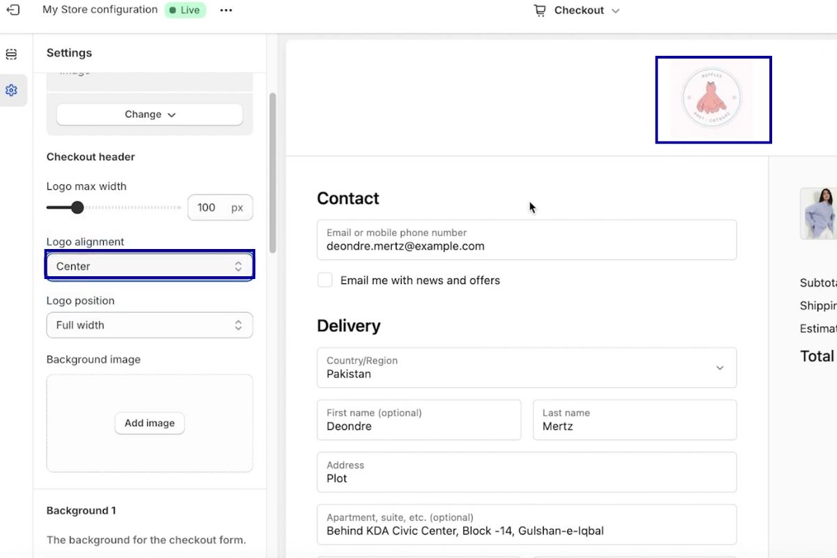 Edit Checkout Page in Shopify